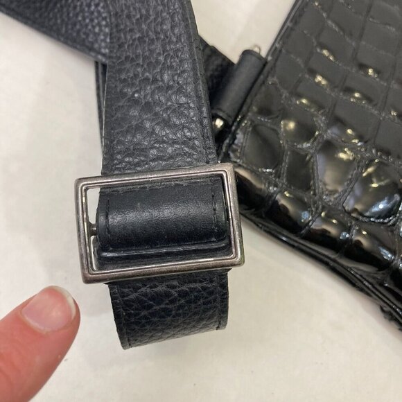 Brighton Peyton Pebbled Leather Crossbody Bag / Purse E077736 Black 12.5"x12" - Picture 6 of 16